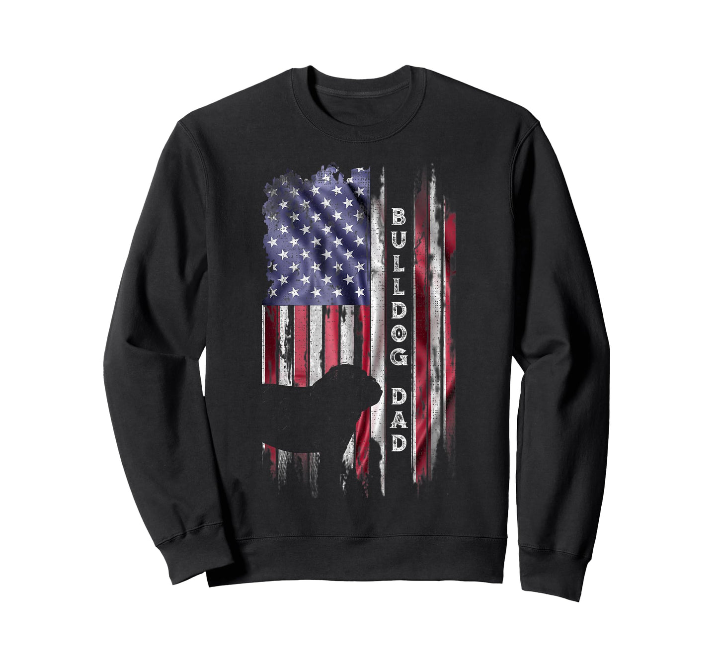 Vintage USA Flag Proud English Bulldog Dad Silhouette T-Shirt for Women Kids Men