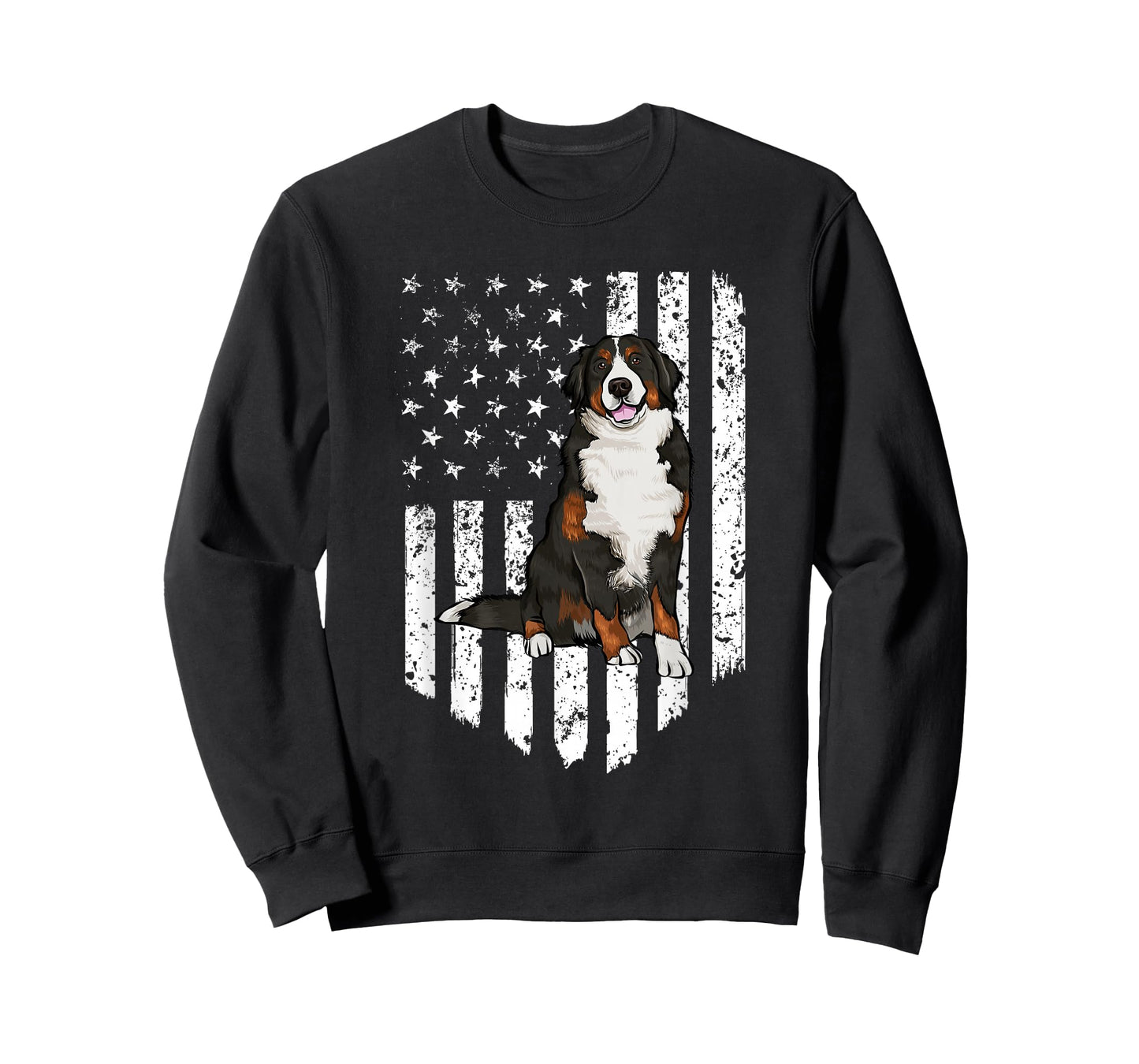 Black White American Flag Bernese Mountain Dog 4th Of July T-Shirt