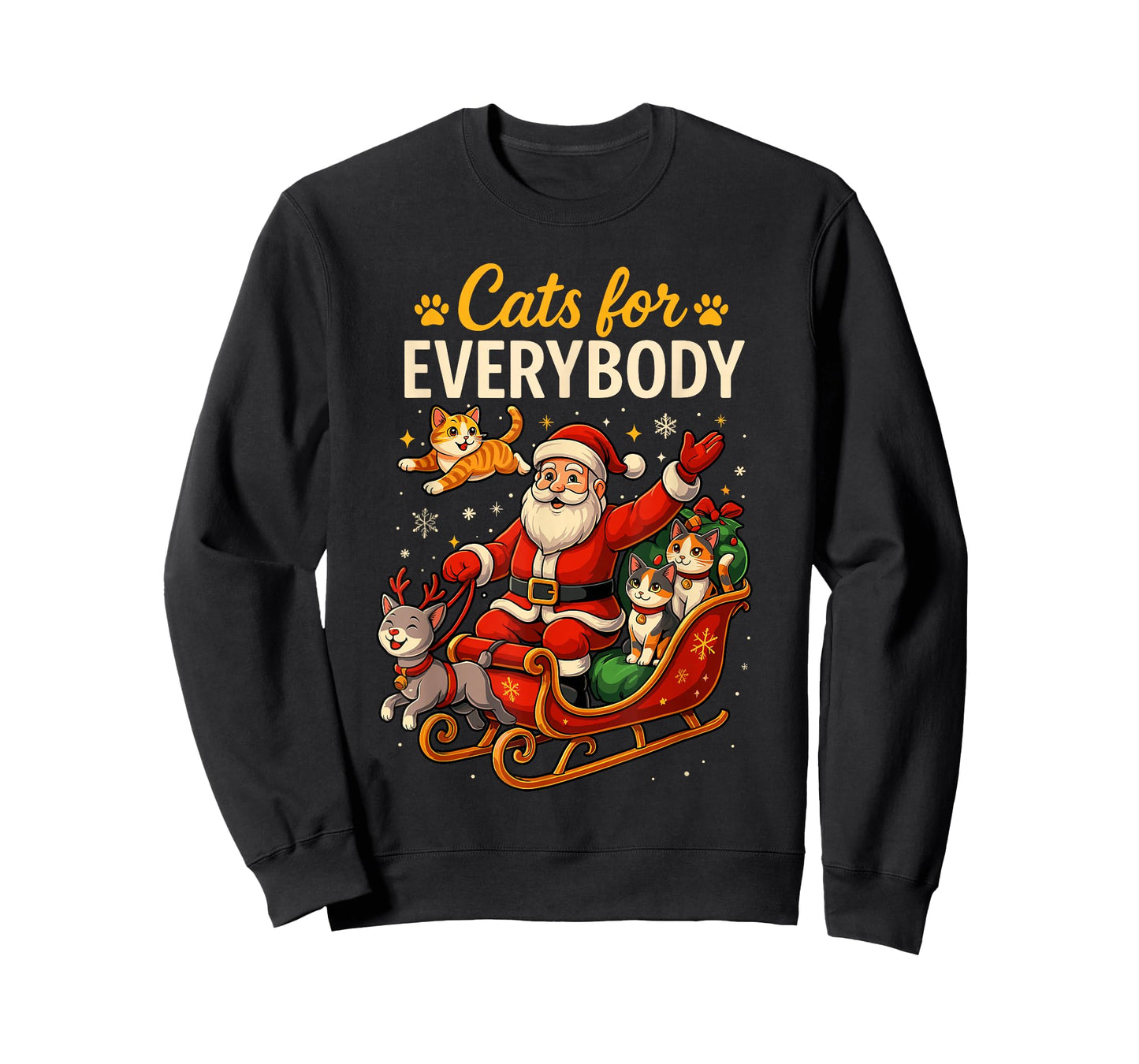 Cats for Everybody Christmas Shirt Men, Funny Santa Cat Dad T-Shirt
