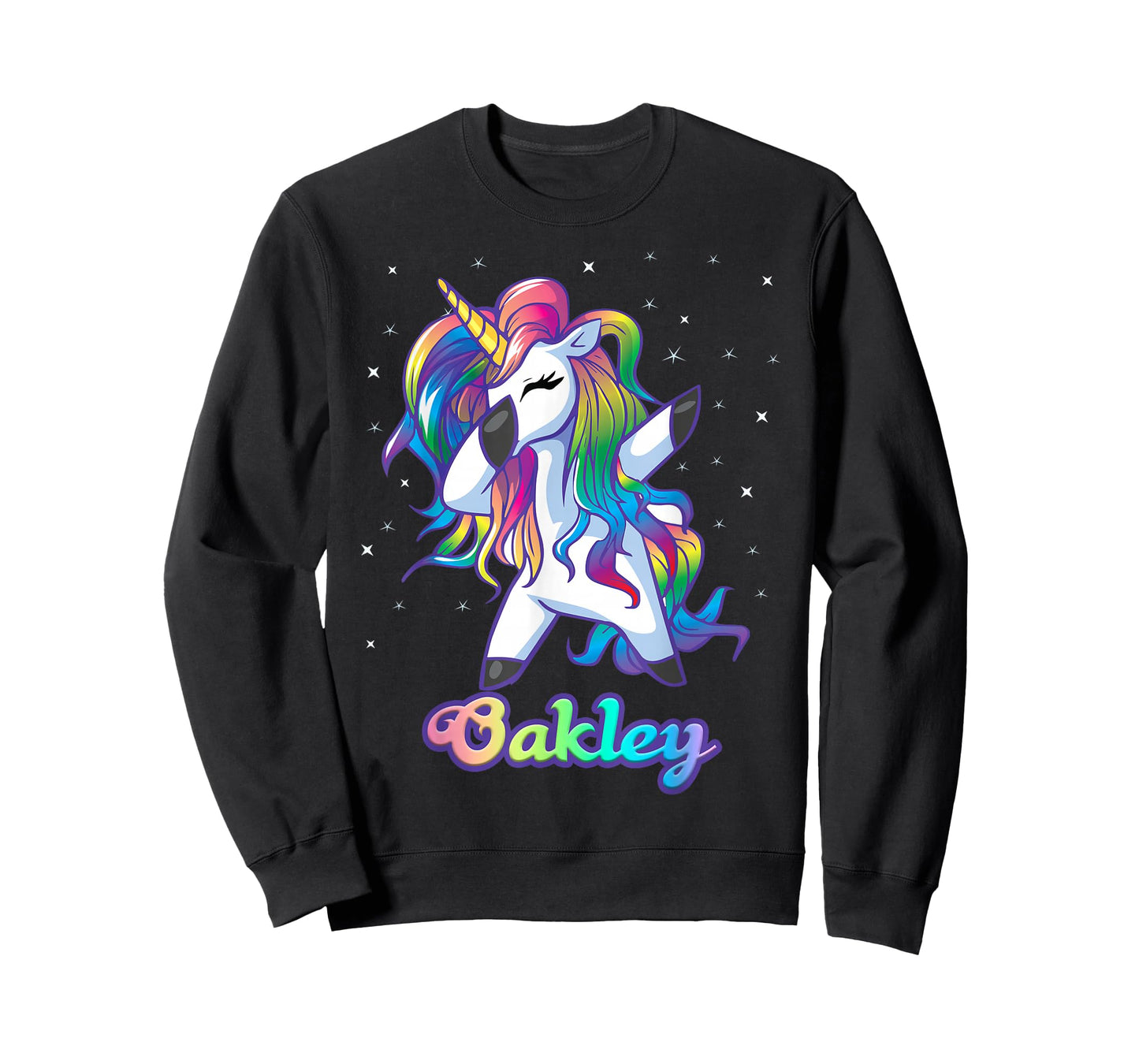 OAKLEY Name Personalized Custom Rainbow Unicorn Dabbing T-Shirt