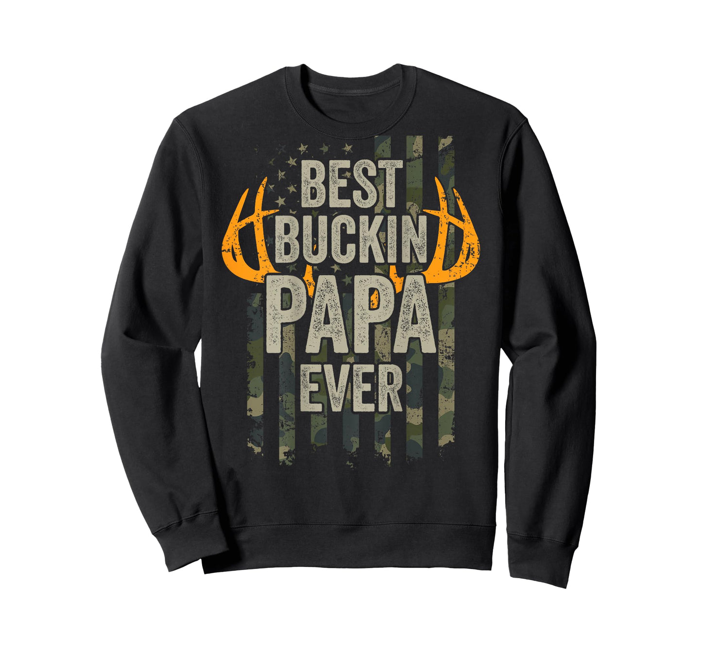 Best Buckin Papa Ever - Whitetail Buck Deer Camo - ON Back T-Shirt