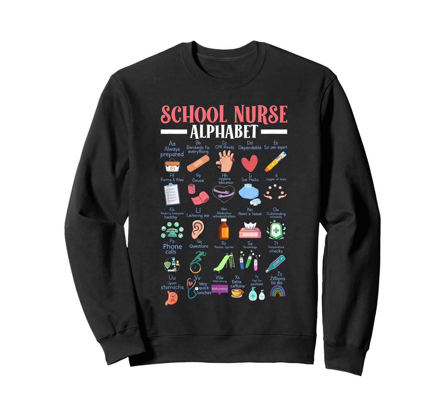 ABC School Nurse Alphabet Student Teacher Health Worker T-Shirt