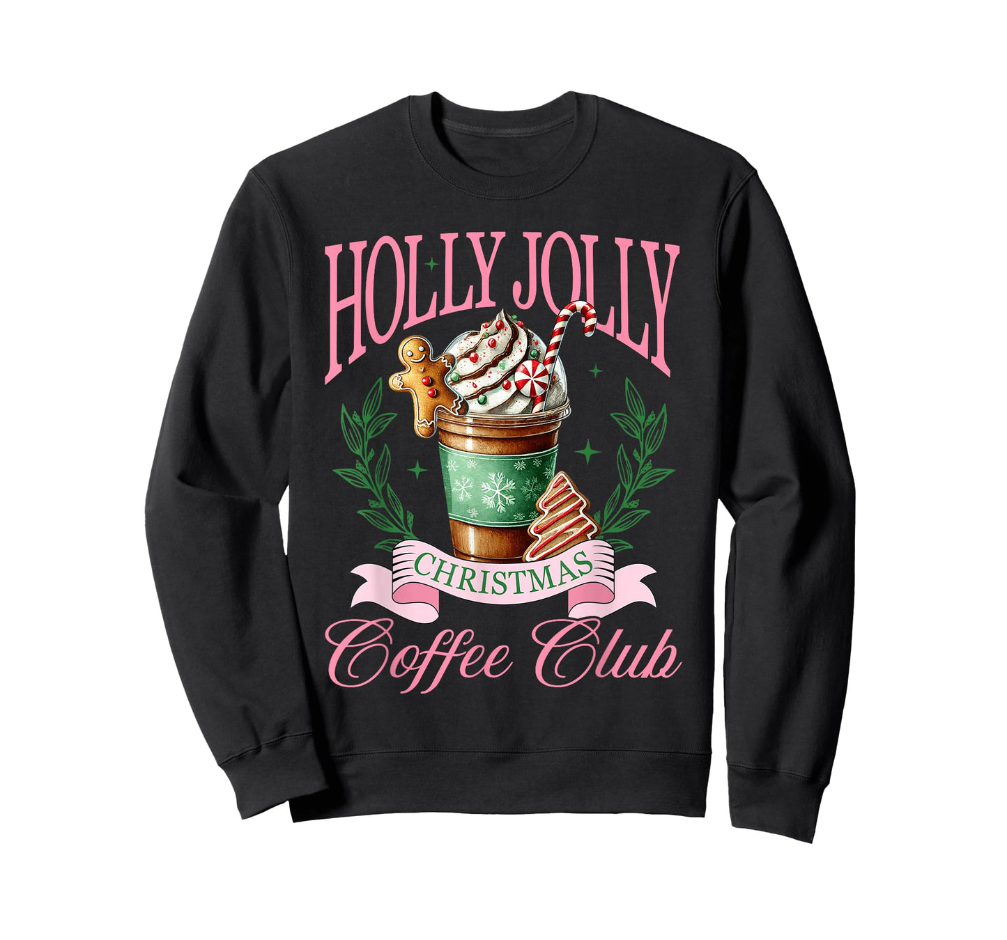 Coffee Christmas Gingerbread Pink Women Latte Cozy Winter T-Shirt
