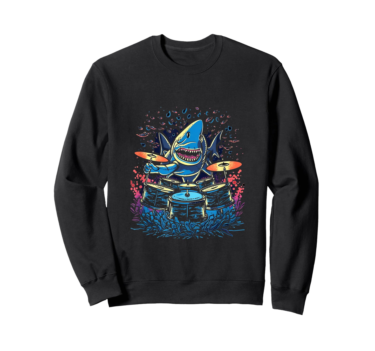 Shark Playing Drums Drummer Drumming Shark Lover T-Shirt