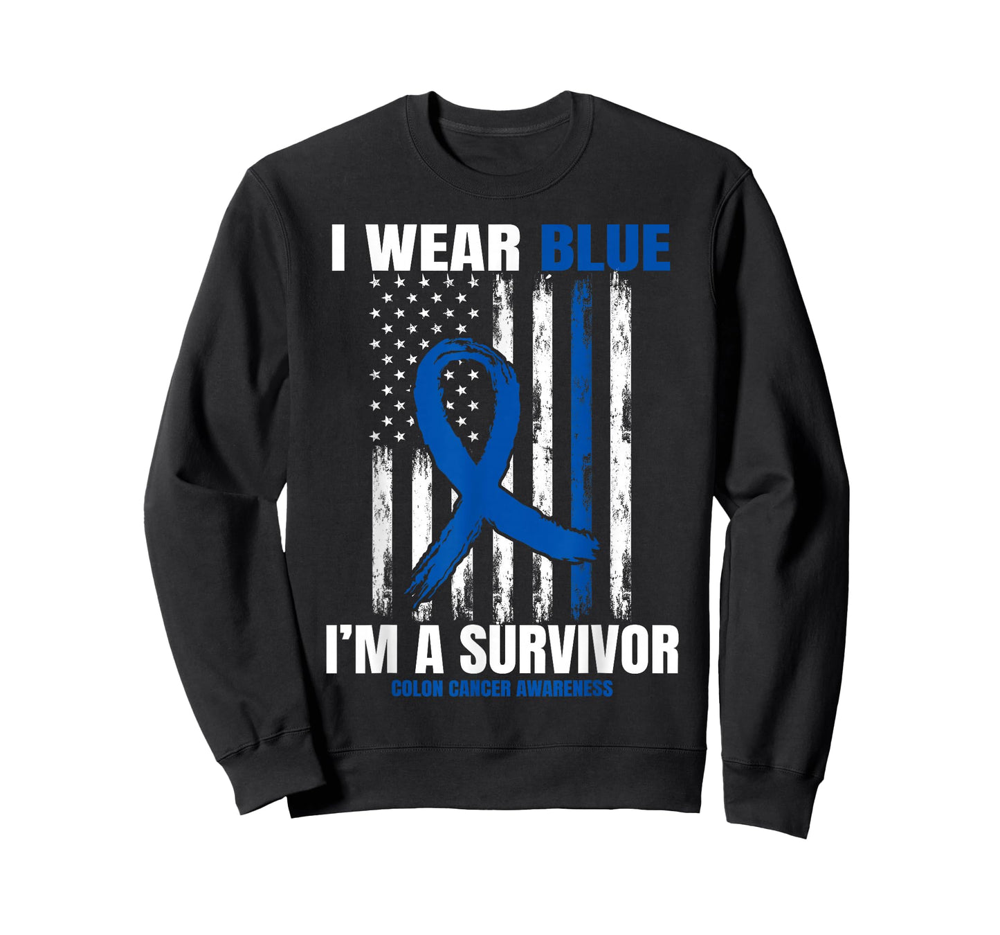 Blue Colon Cancer Survivor Gifts Women Men Flag Cancer Free T-Shirt