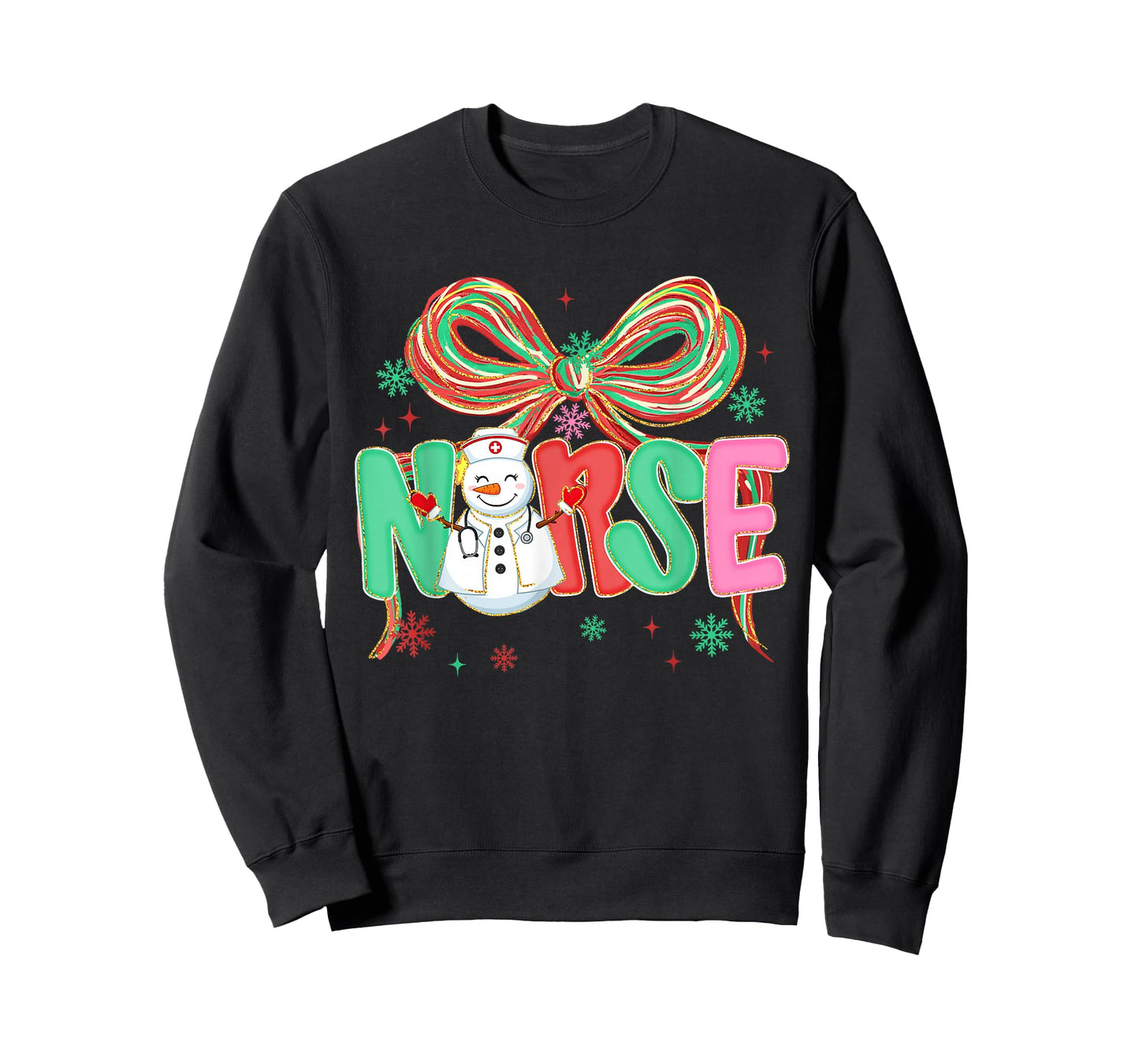 Christmas Nurse Coquette Bow Snowman Nursing Xmas Holiday T-Shirt