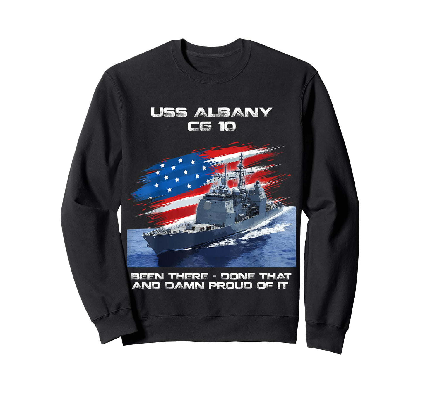 USS Albany CG-10 Class Cruiser American Flag Veteran T-Shirt