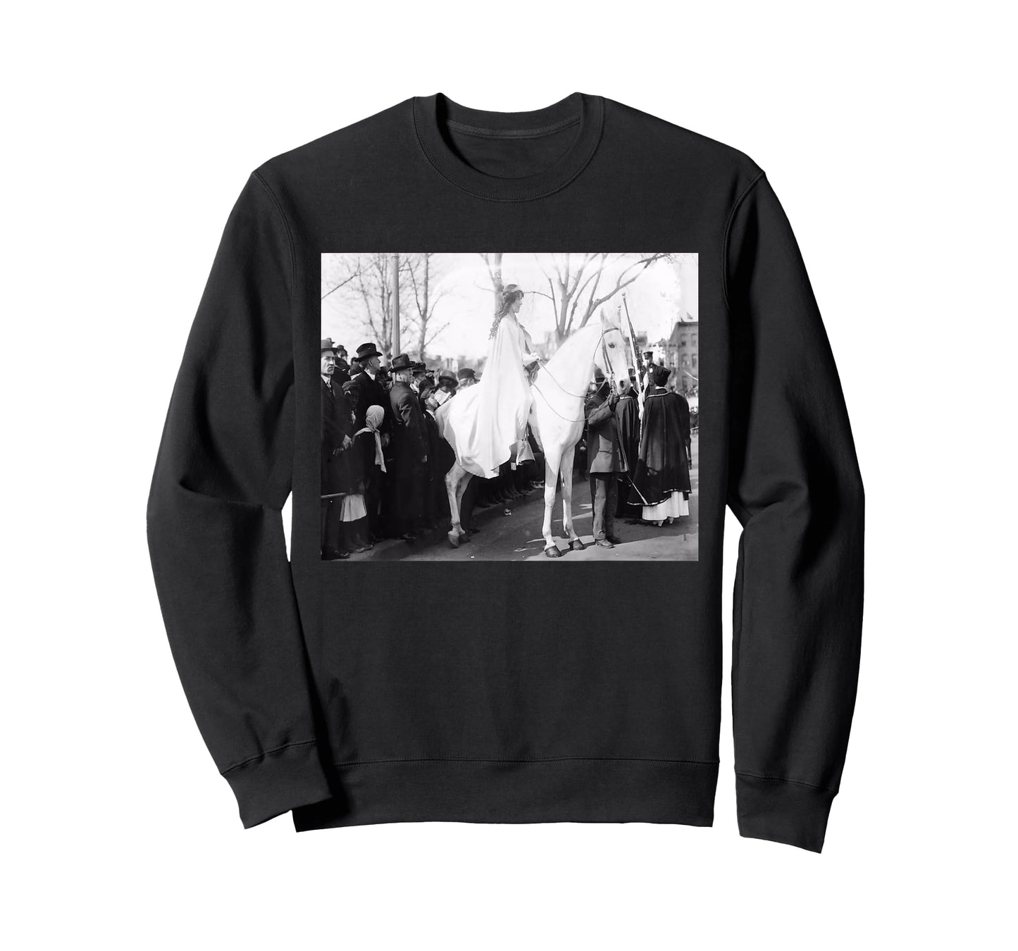 Suffragettes Protest On Horseback T-Shirt - Black, Unisex-Adults, Small, Short Sleeve, Regular Fit, Cotton, Women's History