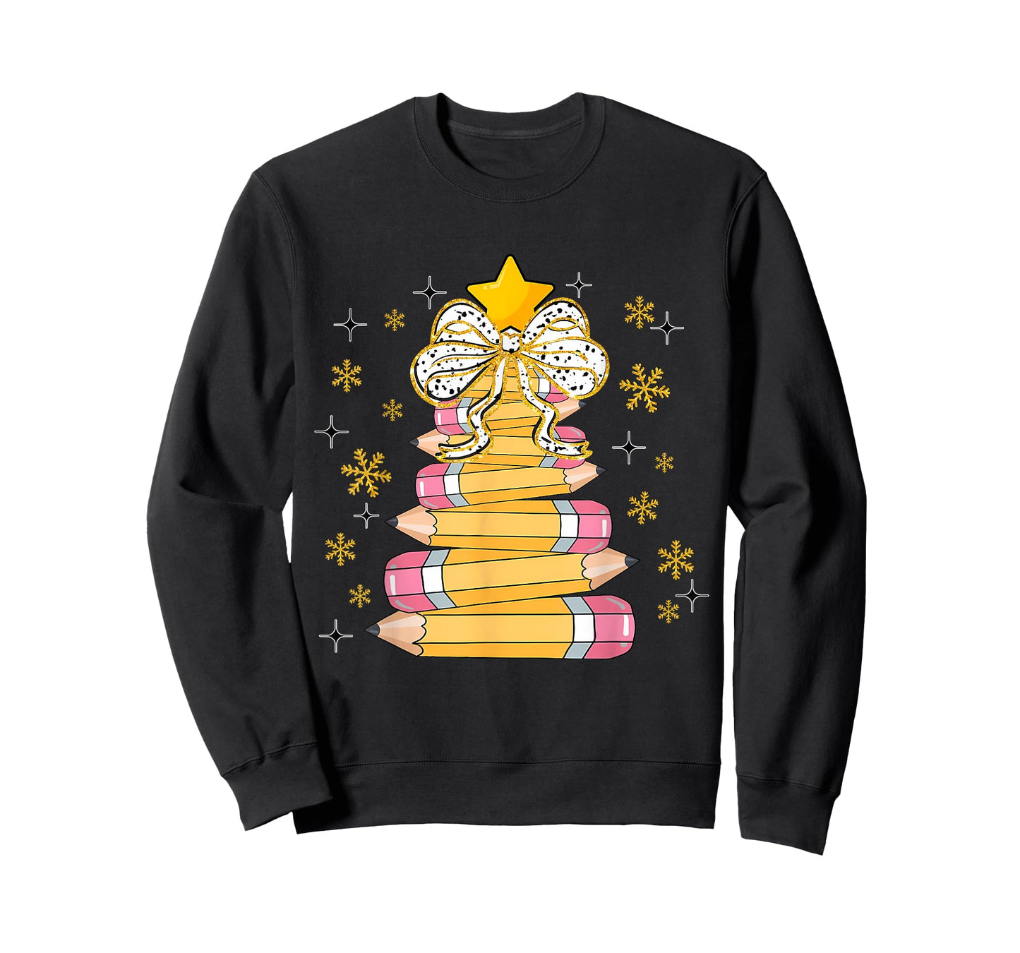 Christmas Pencil Tree Teacher Crayon Tree Light Students T-Shirt