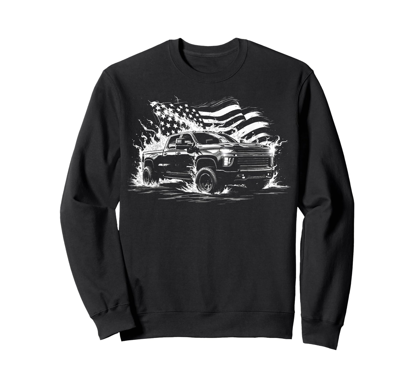 New Body Style Silverado Truck 2500 Crew Cab Patriotic Flag T-Shirt