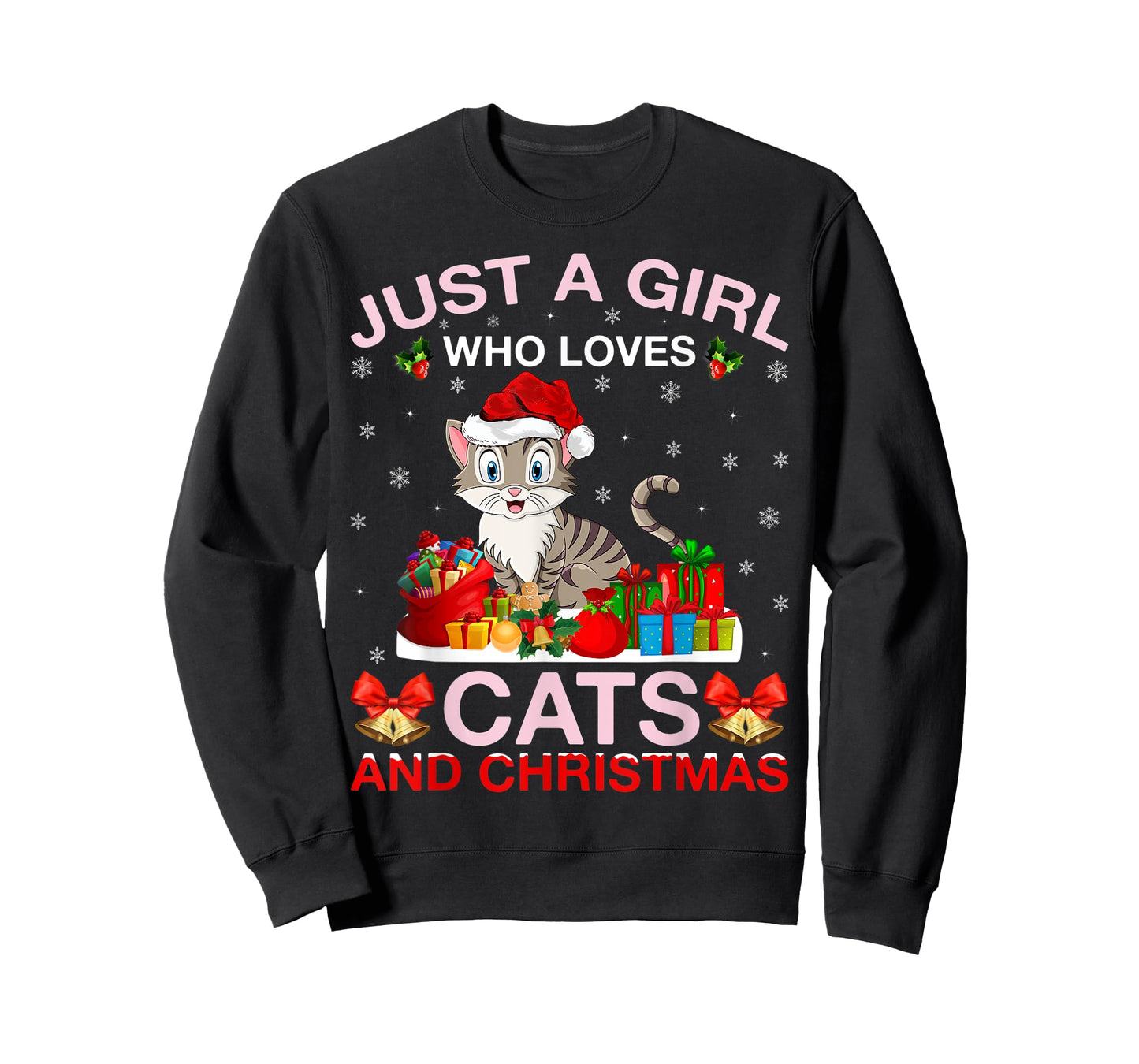 Just A Girl Who Love Cats And Christmas T-Shirt