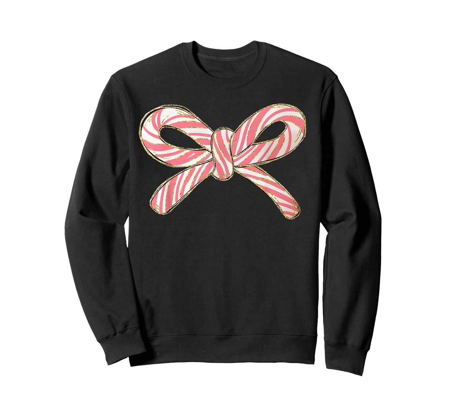 Candy Cane Coquette Bow Christmas Season Girls Womens Retro T-Shirt