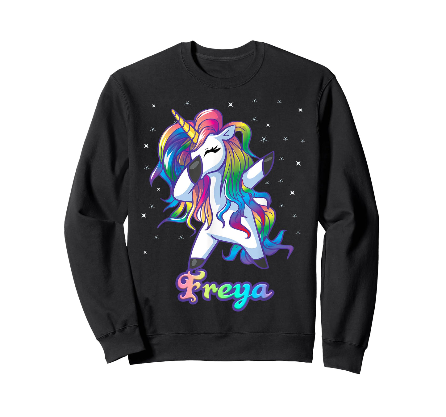 FREYA Name Personalized Custom Rainbow Unicorn Dabbing T-Shirt