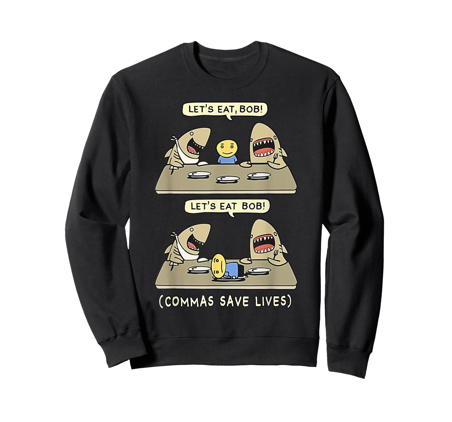 Commas Punctuation Shark Lets Eat Funny English Grammar T-Shirt