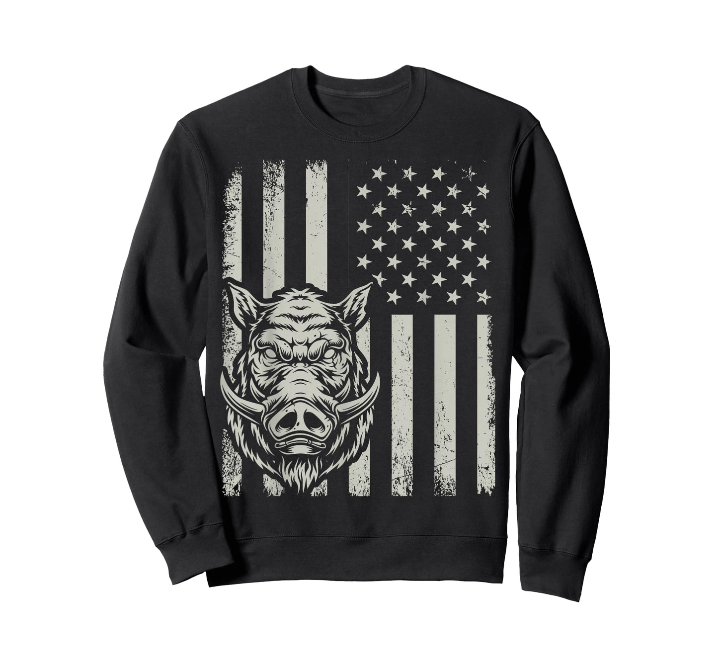 Proud Patriotic Wild Boar Hunting Lover American Flag T-Shirt