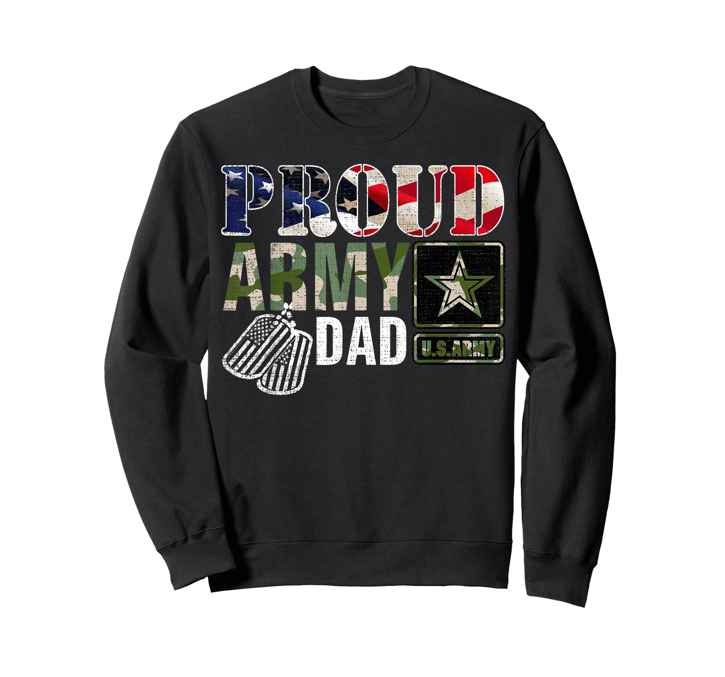 Vintage Proud Army Dad Camo with American Flag Gift T-Shirt