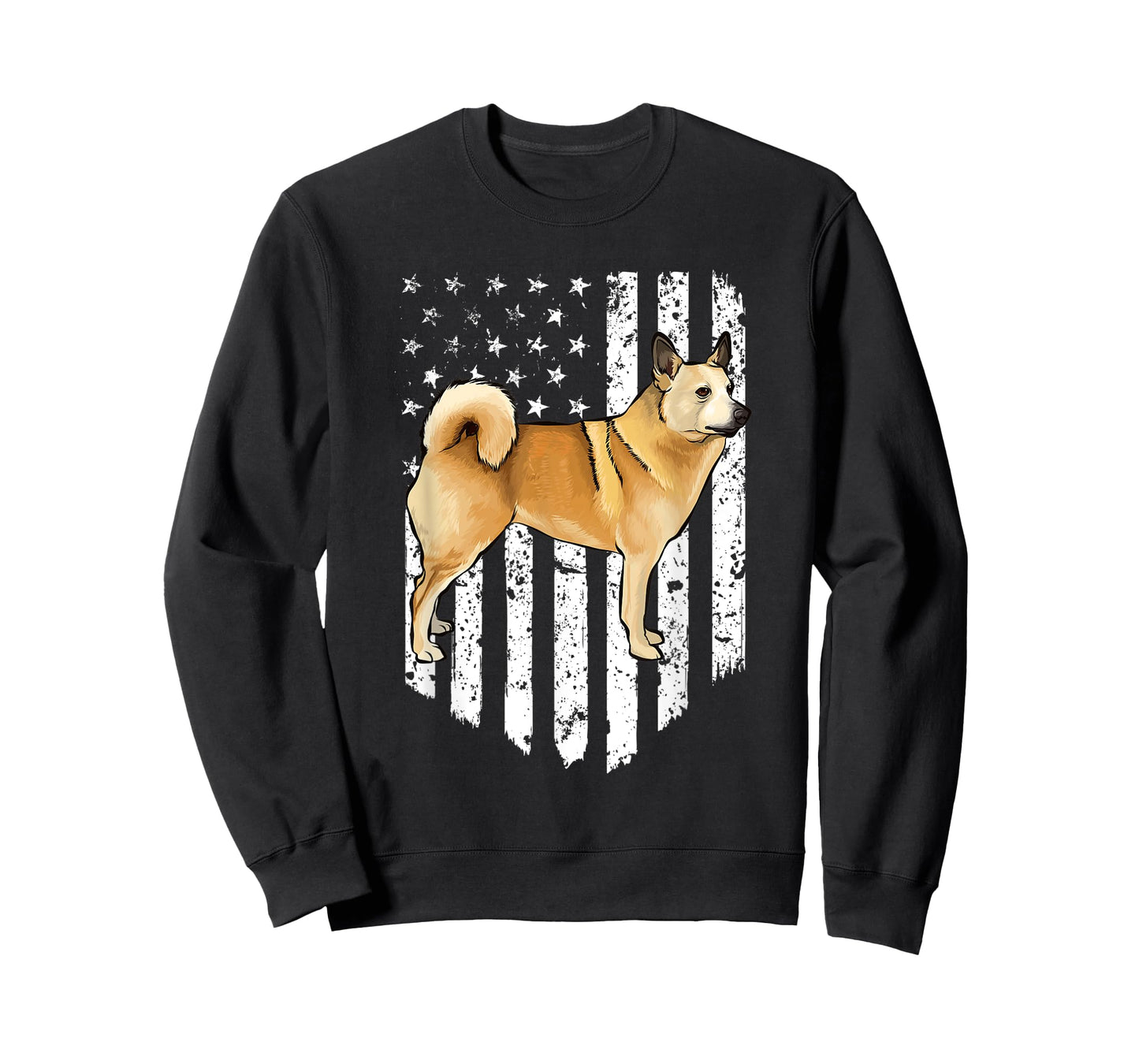 Black White American Flag Norwegian Buhund 4th Of July USA T-Shirt