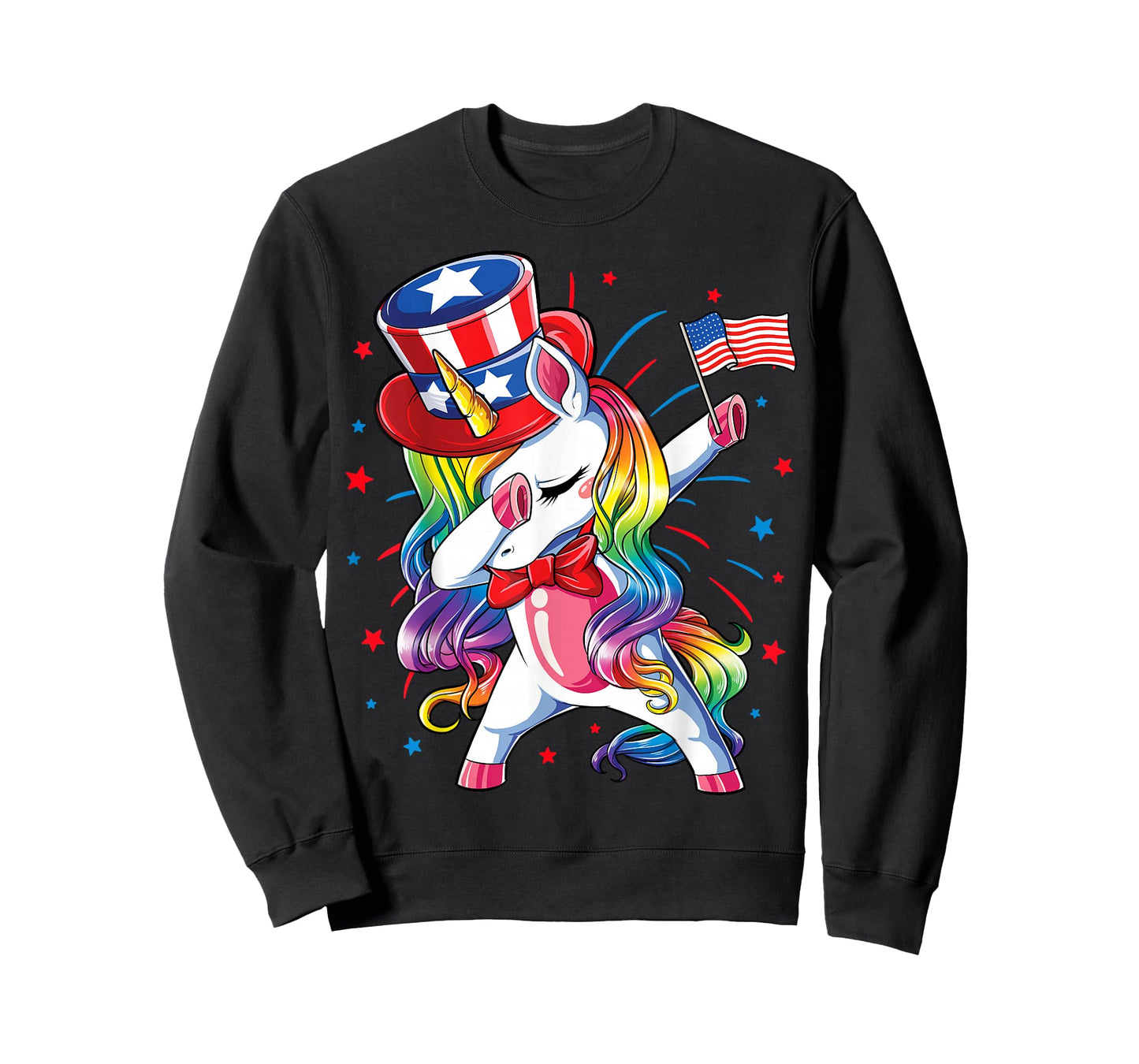 Dabbing Unicorn 4 July Uncle Sam Girls American T-Shirt