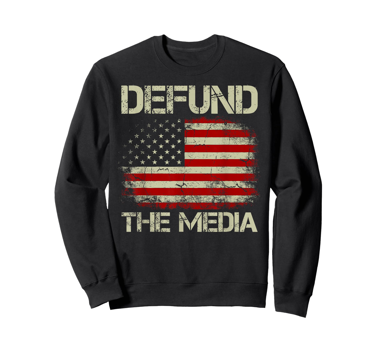 Vintage American Flag Defund The Media T-Shirt for Women Men