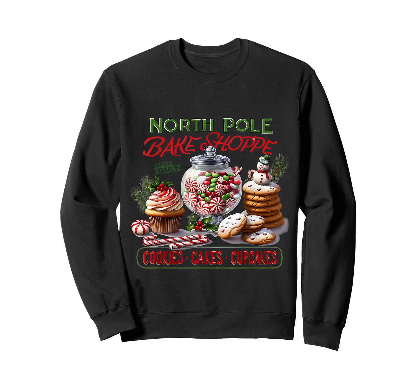 Bakery Cupcakes Cookies North Pole Bake Shop Christmas Candy T-Shirt