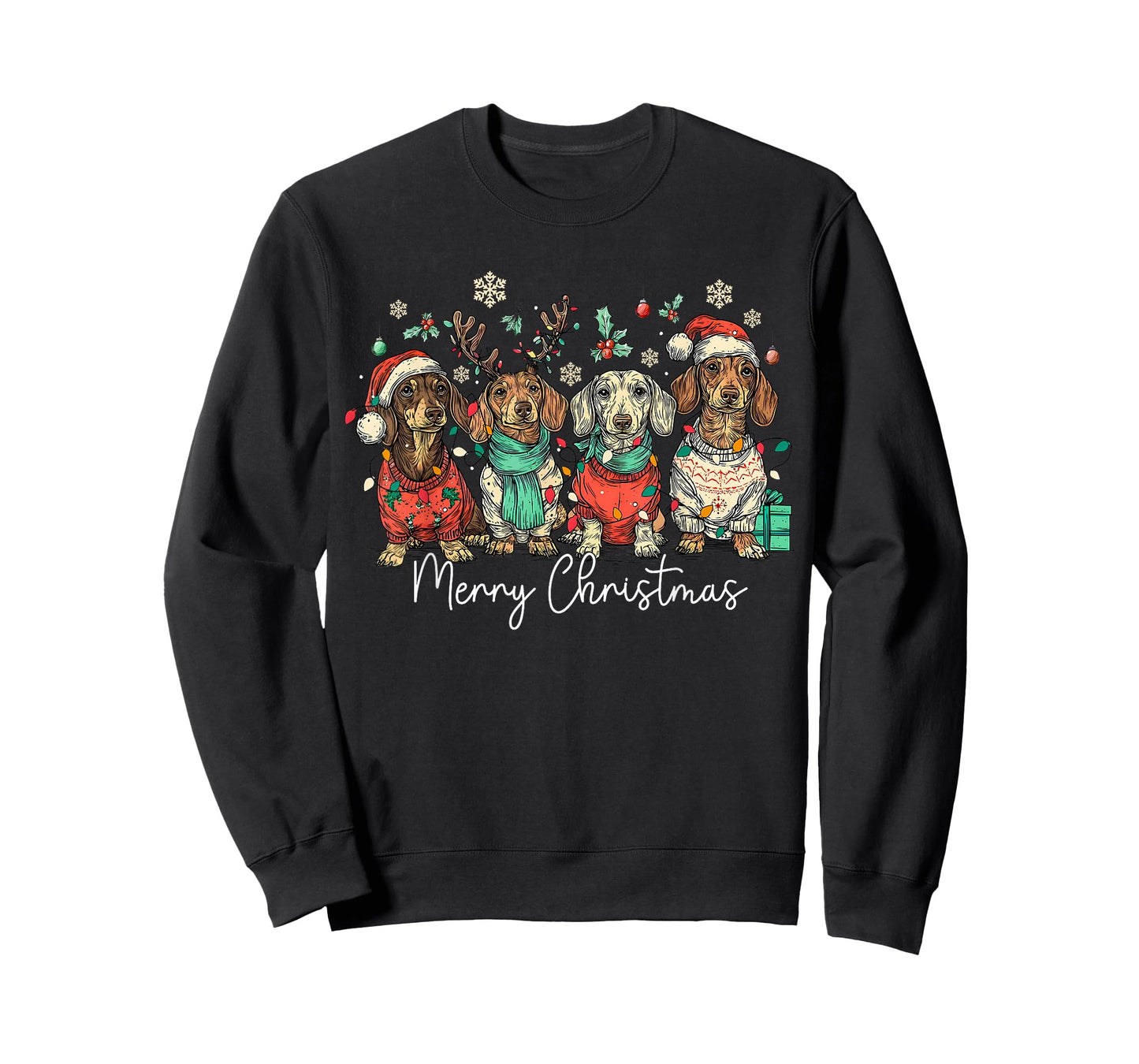 Merry Christmas Dachshund Santa Dog Xmas Lights Holiday Pet T-Shirt