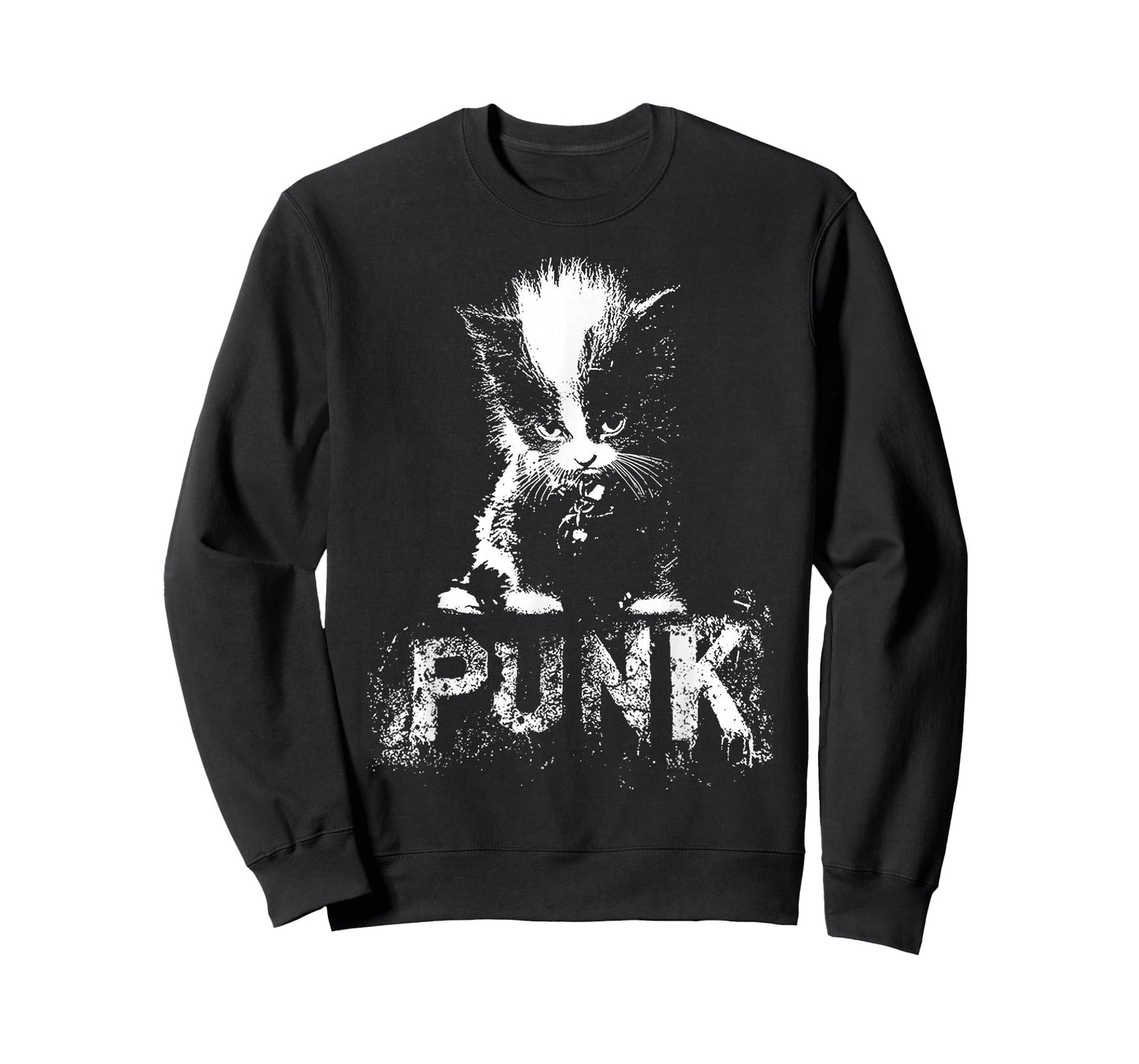 Punk Kitten Cat with Mohawk Grunge Gothic Design T-Shirt