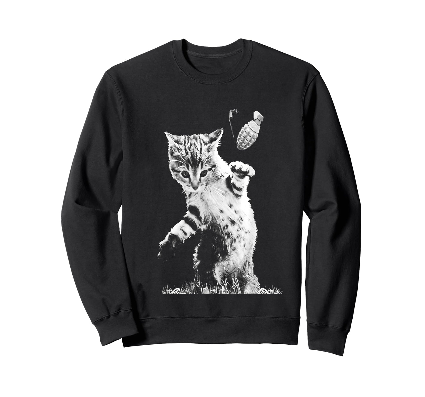 Cat Throwing Grenade Funny Kitty Cat Grenade Scene Cat Lover T-Shirt