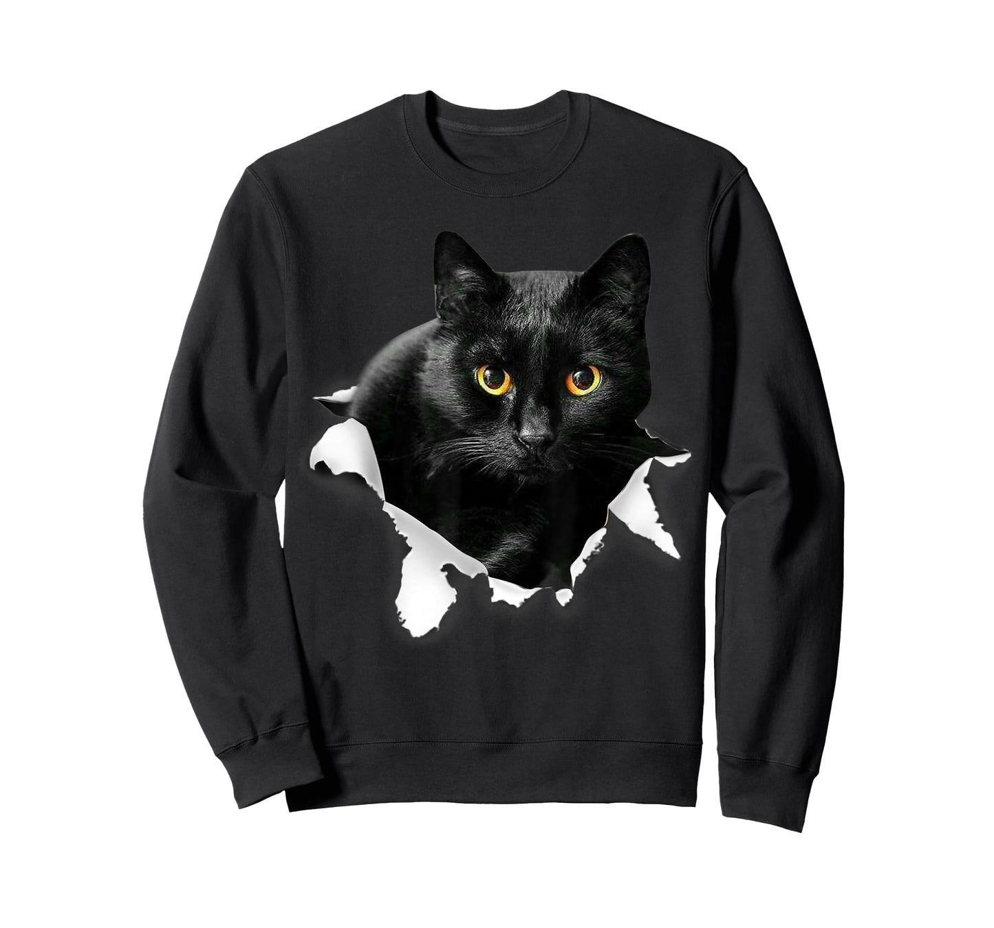 Black Cat Torn Cloth Gifts for Cat Lover, Cat Dad, Cat Mom T-Shirt