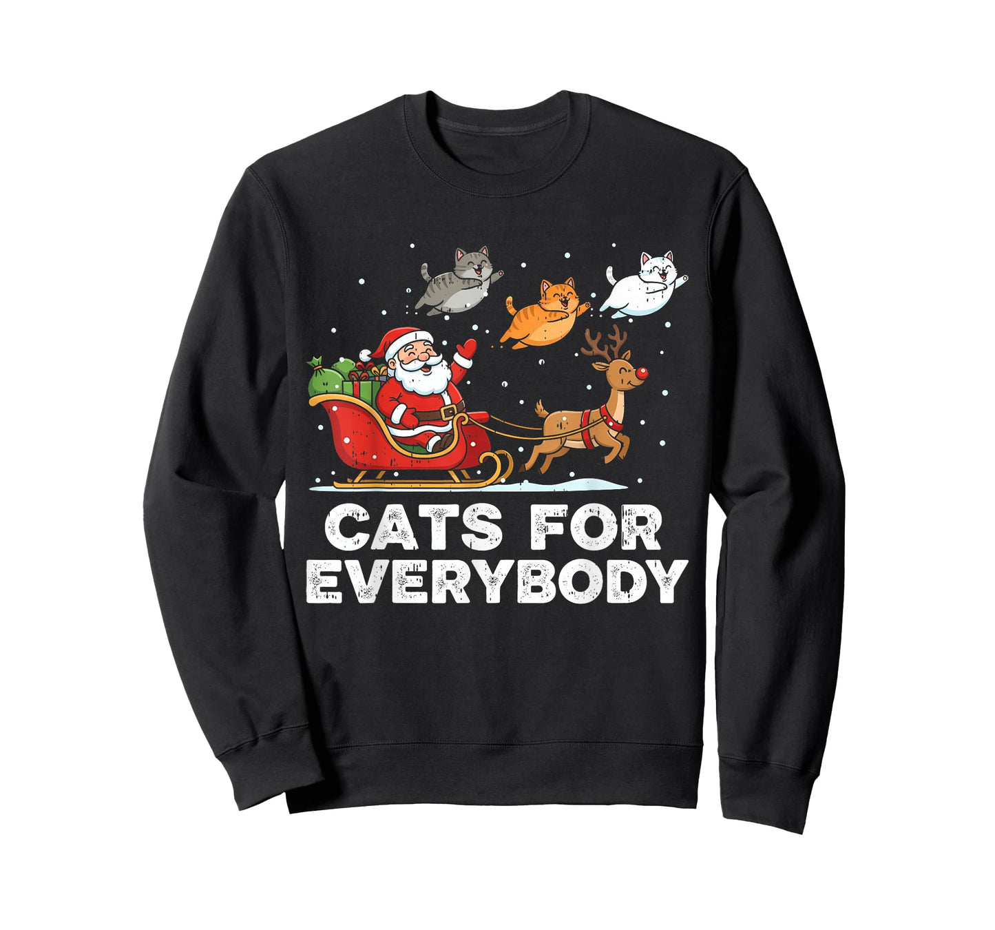 Cats for Everybody Christmas Cats Funny Santa Sleigh Xmas T-Shirt