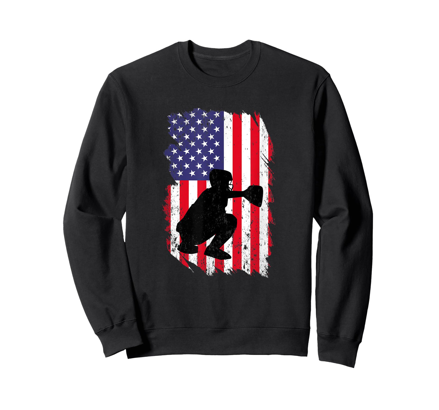 Baseball Catchers Gear Sports American Flag T-Shirt for Women Kids Men