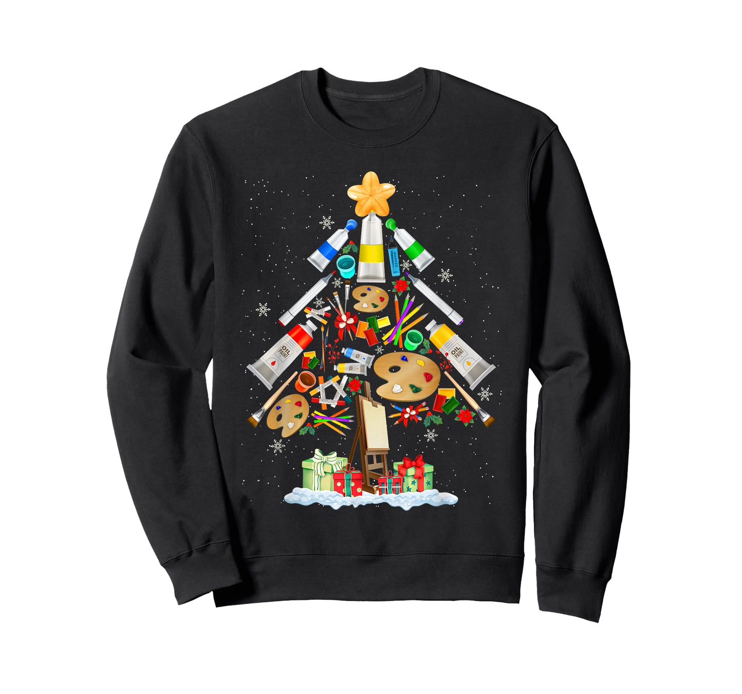 Art Christmas Tree Merry Christmas Artist Art Teacher T-Shirt