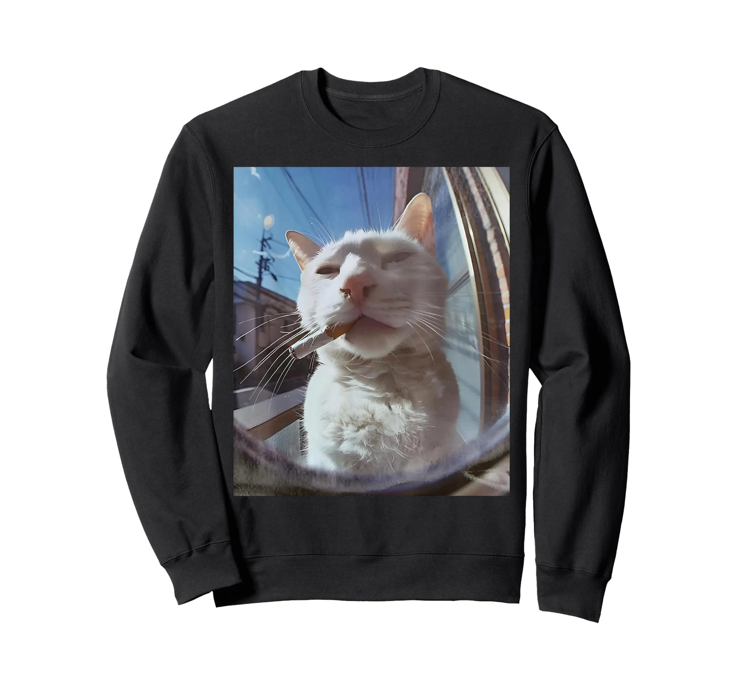 Funny Smoking Cat Meme T-Shirt for Men Women