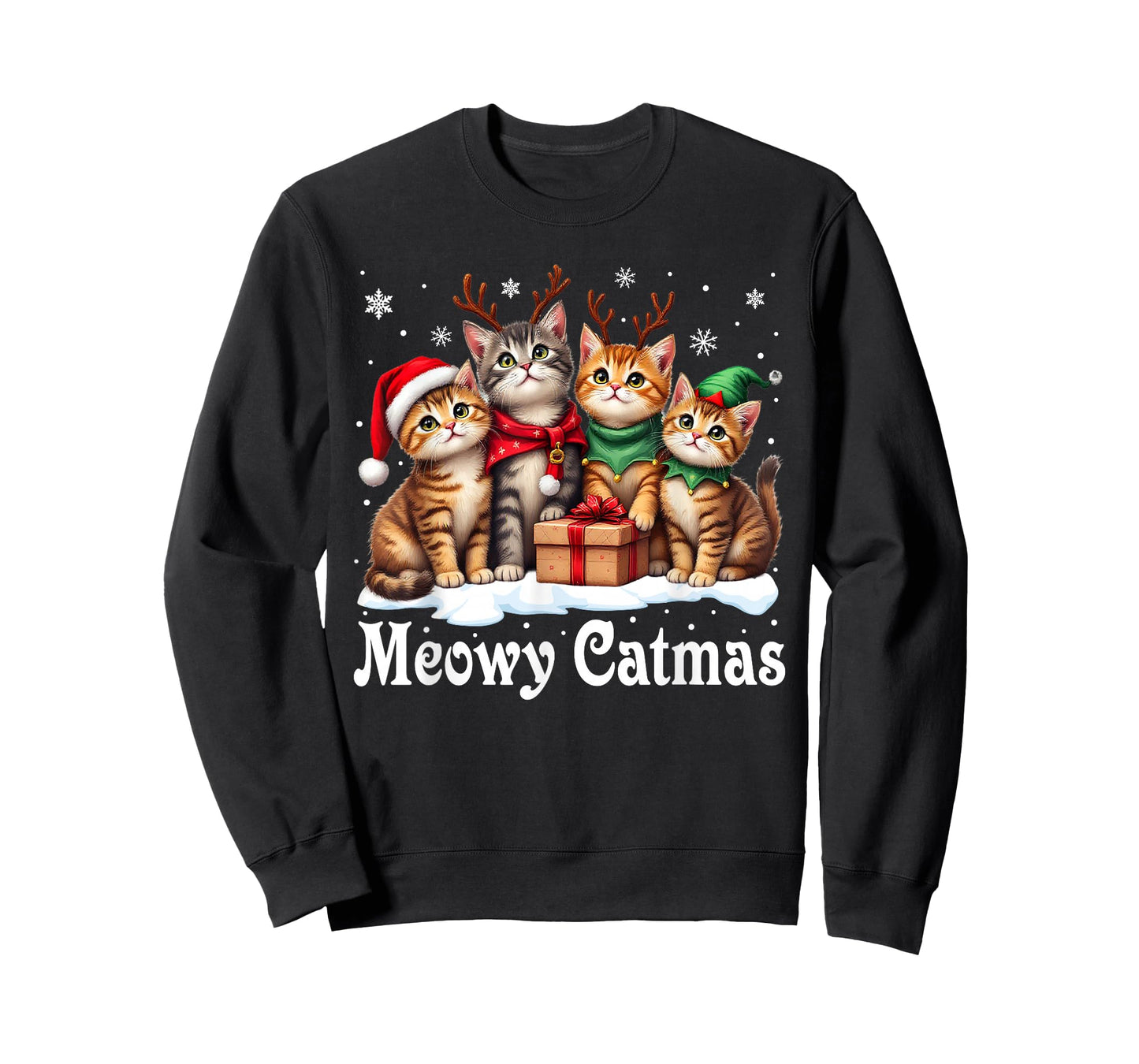 Cat Cats Christmas Pajamas Men Women Boys Girls Meowy Catmas T-Shirt