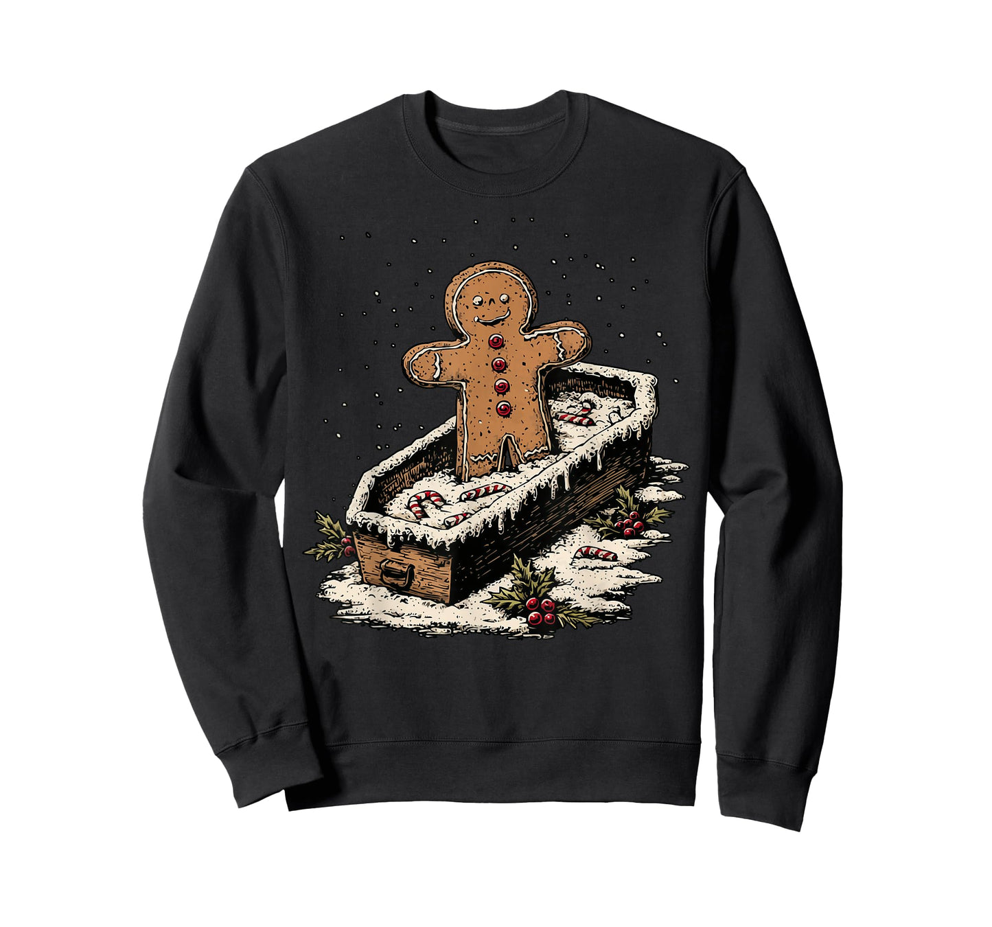 Creepy Gingerbread Goth Winter Humor Gothic Christmas Snowy T-Shirt