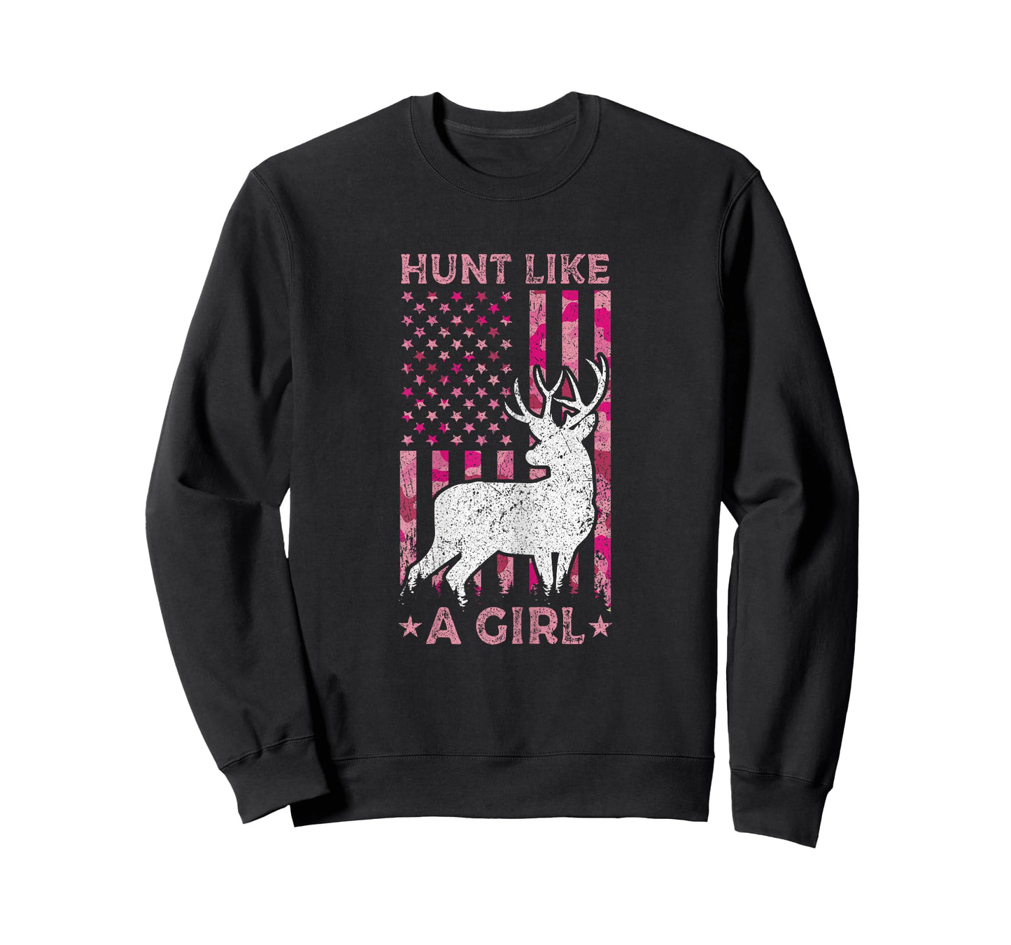 Pink Camo USA Flag Patriotic Deer Hunting Hunt Like A Girl T-Shirt