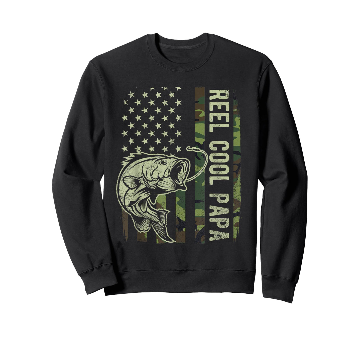 Reel Cool Papa Camouflage American Flag Fathers Day T-Shirt for Women Men