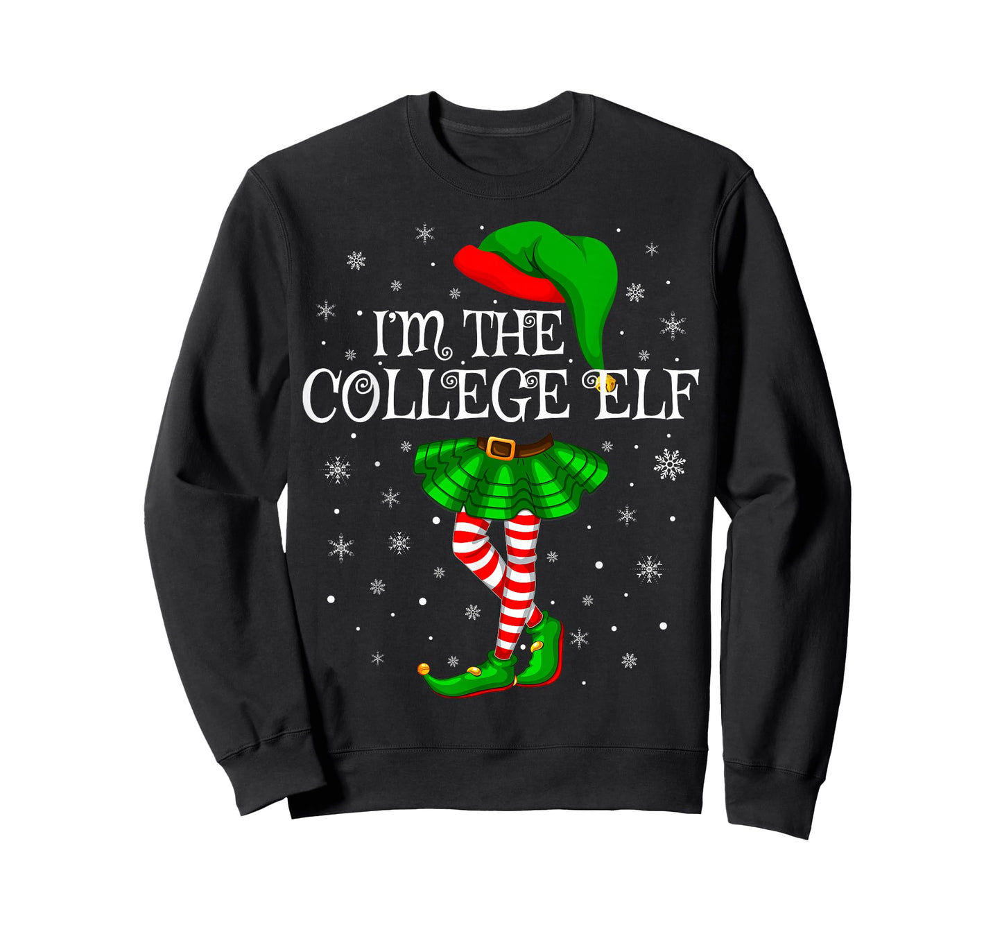 College Elf Christmas Family Group Women Girls Xmas Pajama T-Shirt