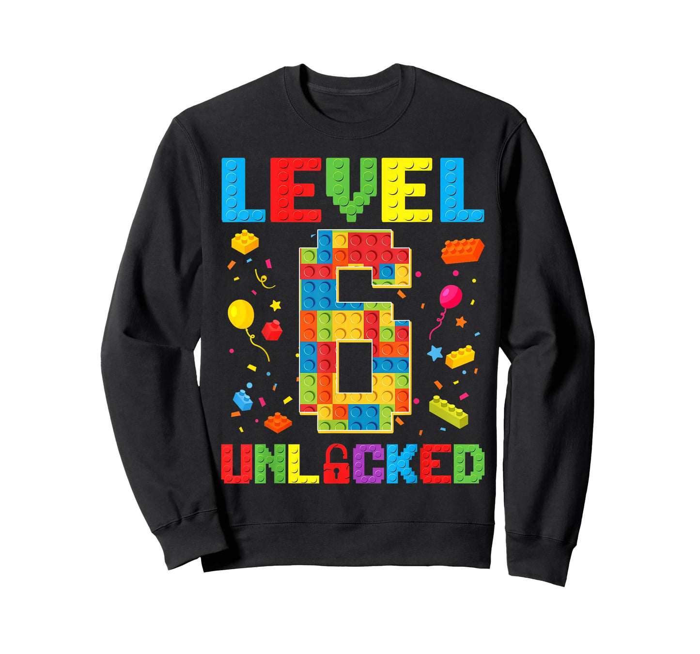 Level 6 Unlocked 6th Birthday Boy Master Builder Blocks T-Shirt
