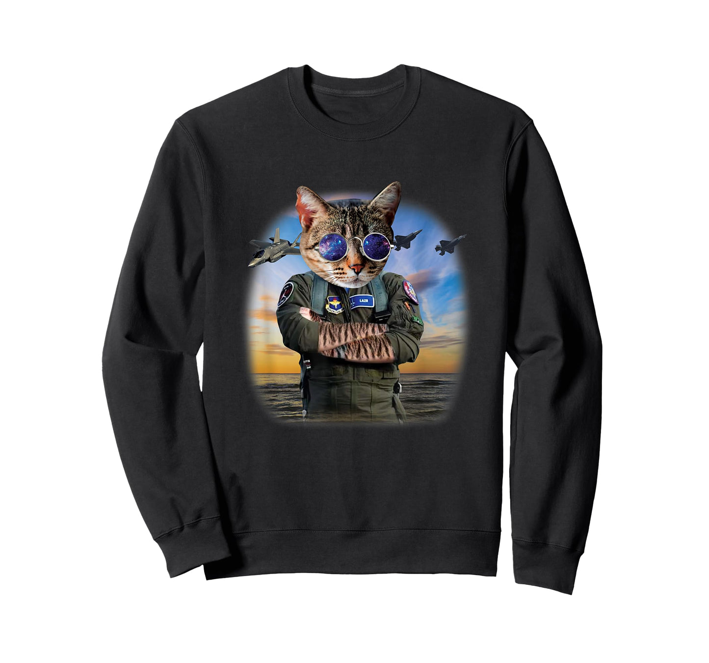 Funny Cat F22 Raptor Fighter Jet Aviator Air force gift T-Shirt for Men Women Kids