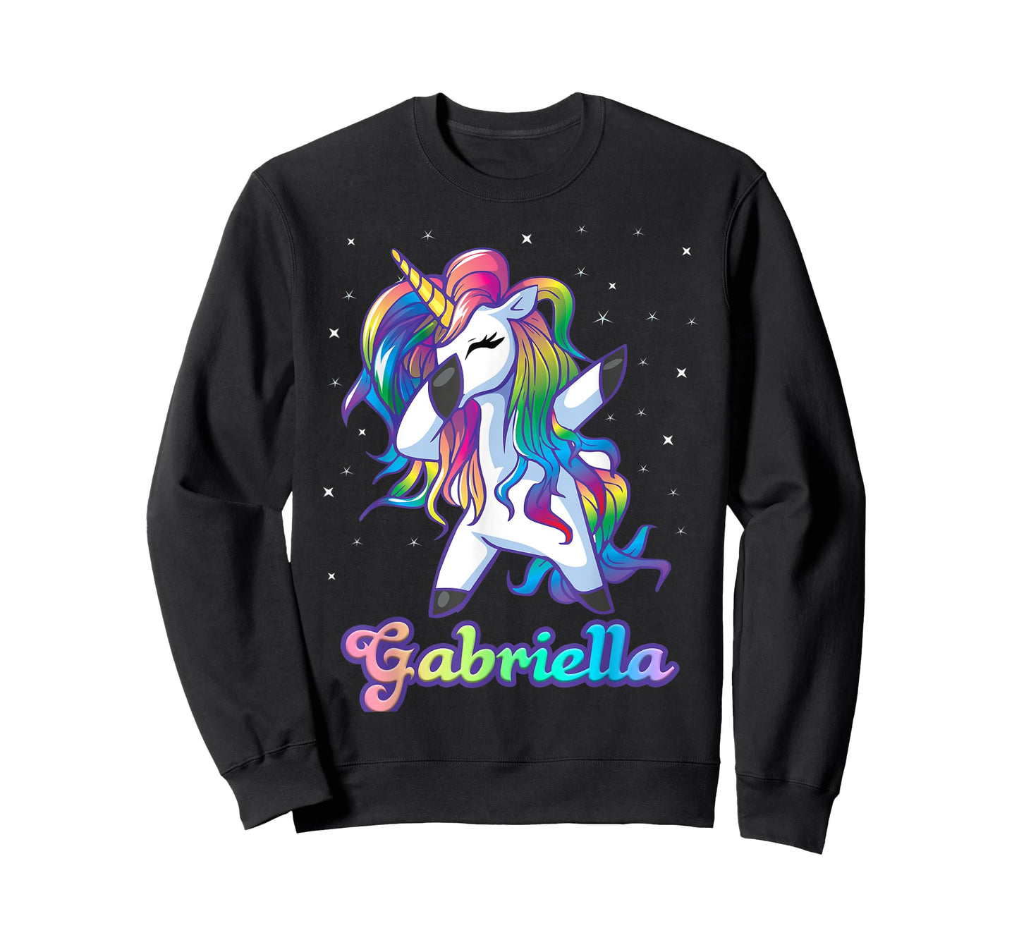 GABRIELLA Name Personalized Custom Rainbow Unicorn Dabbing T-Shirt