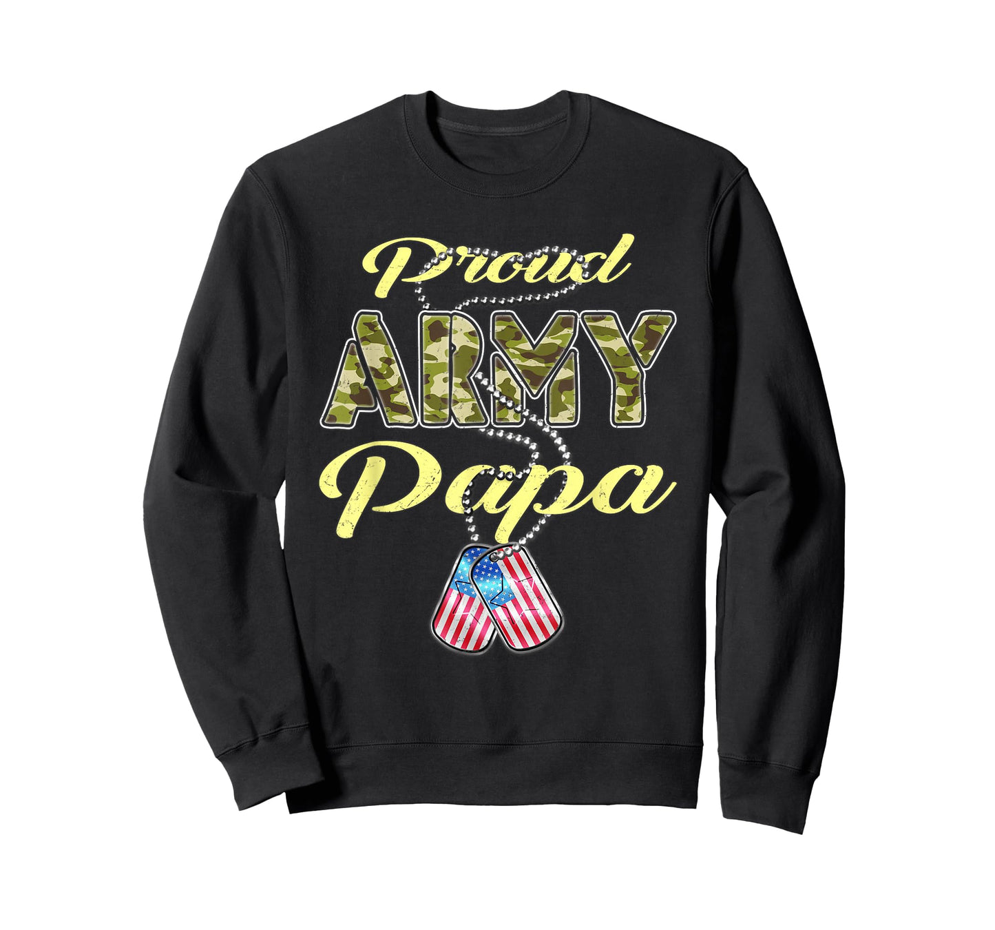 Proud Army Papa US Flag Camo Dog Tags Pride Military Grandpa T-Shirt