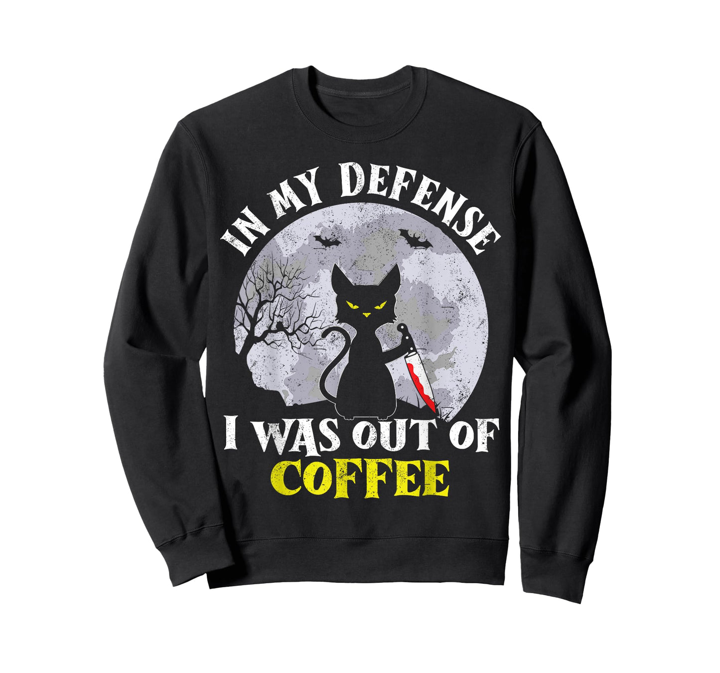 Funny In My Defense Cat Knife Halloween Moon Coffee Men's T-Shirt