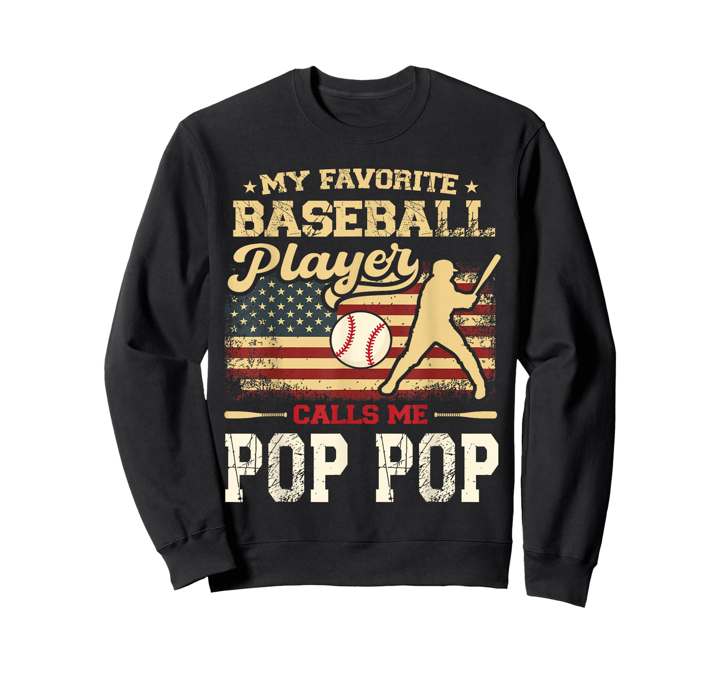 My Favorite Baseball Player Calls Me Pop Pop US Flag T-Shirt