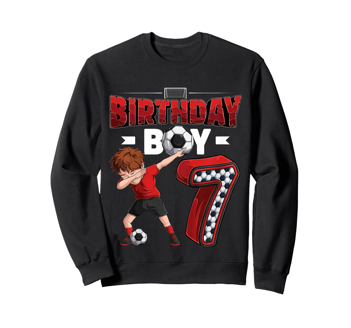 Kids Dabbing boy 7 Year Old Soccer Player 7th Birthday Party T-Shirt