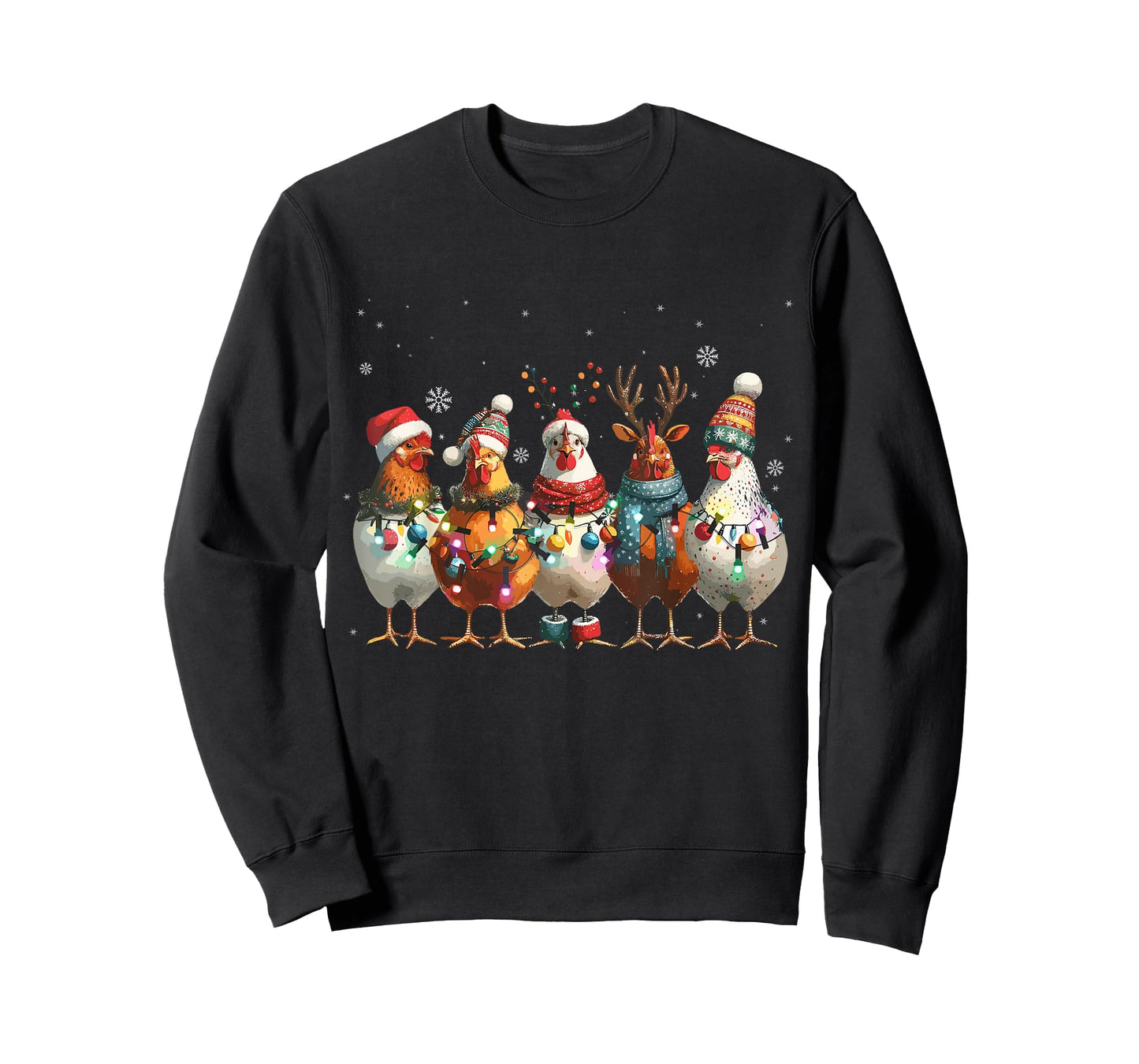 Christmas Lights Chicken Santa Funny Xmas Tree Chicken T-Shirt
