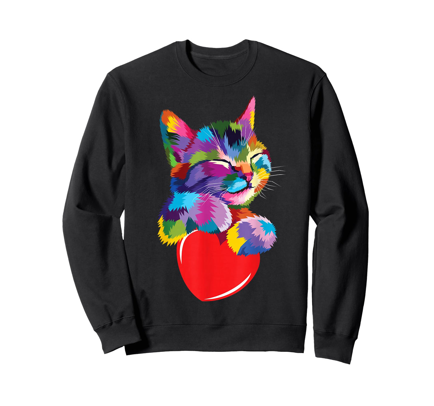 cute colorful cat hug heart art for lover cats kitty kitten T-Shirt