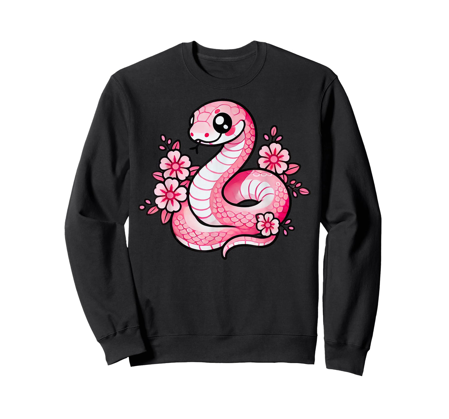 Kawaii Pink Snake and Flowers Year of Snake Girls T-Shirt