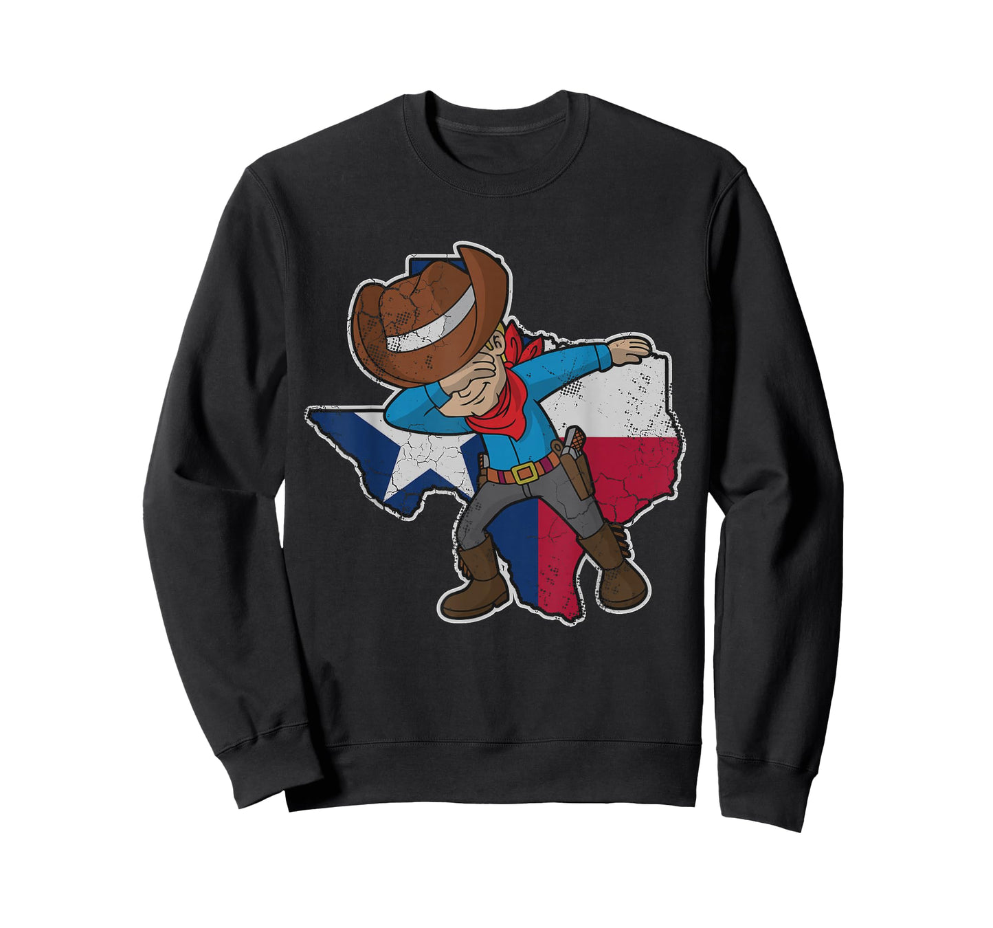 Dabbing Cowboy Texas Texan Flag Map Vintage Distressed Fade T-Shirt Small