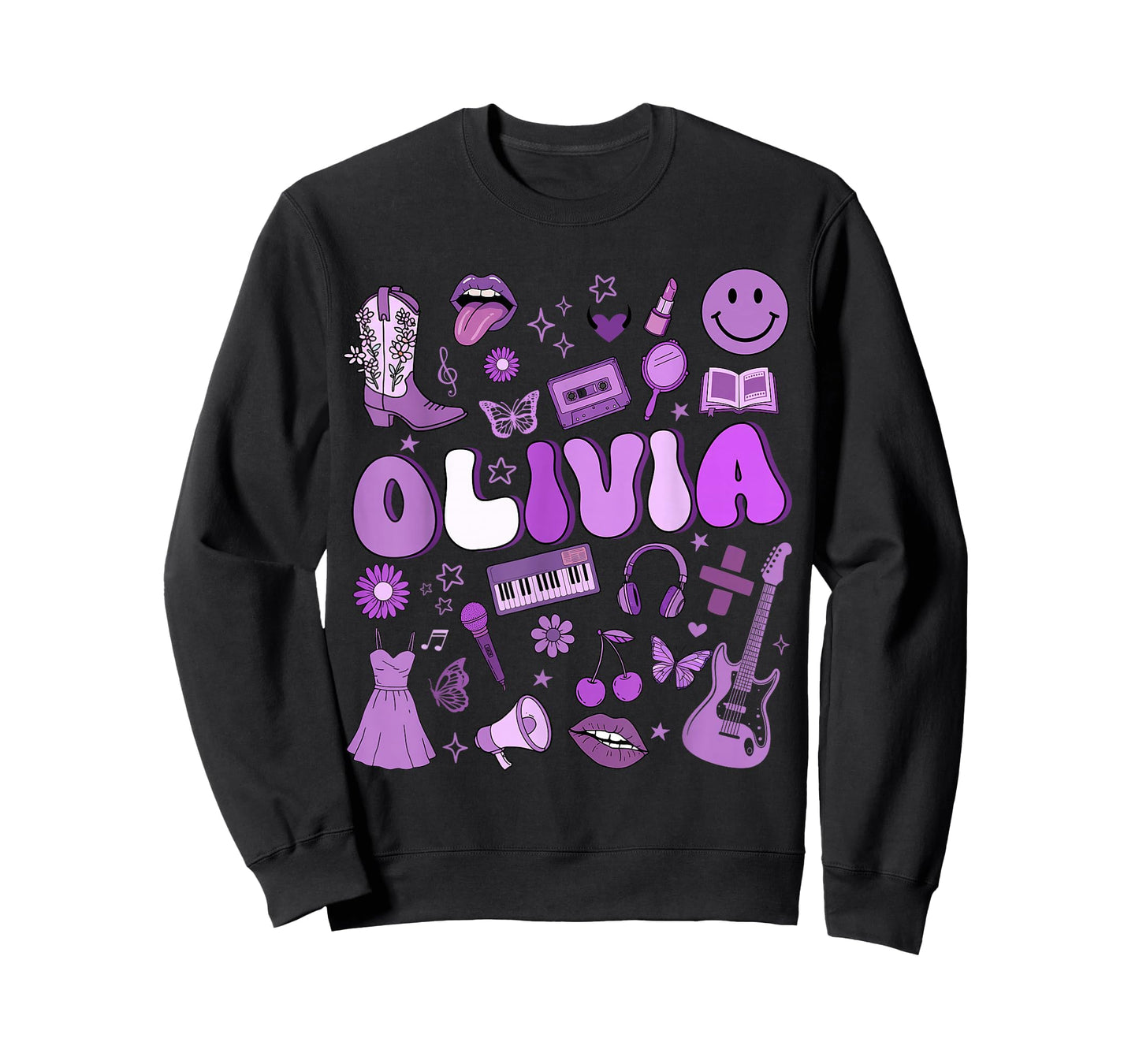 Olivia First Name I Love Olivia Groovy 80's Girls Kids T-Shirt