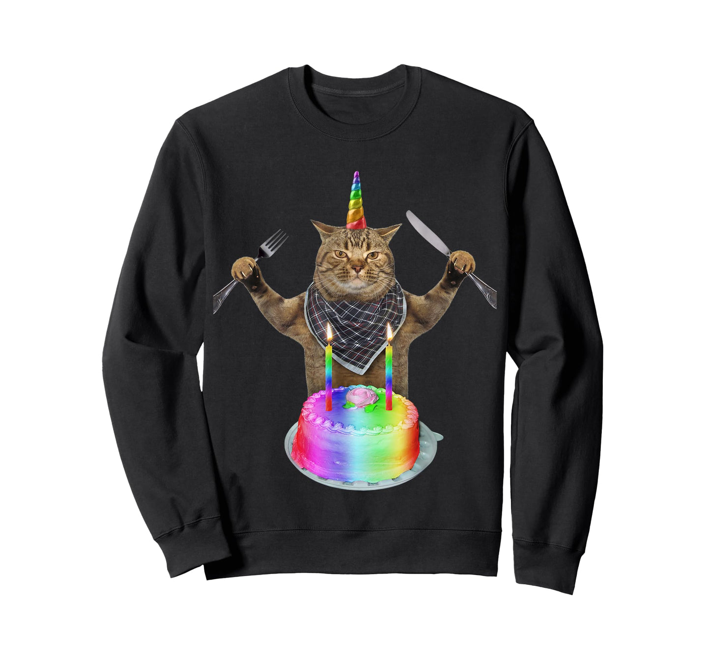 Funny cat Unicorn with a Birthday Cake T-Shirt